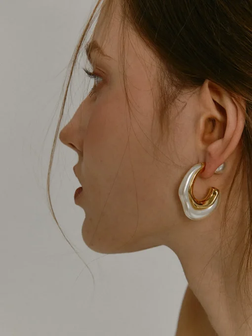 COMMENSE Earrings|Accessories^Silver Needle Pearl Earrings Gold