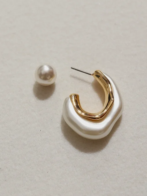 COMMENSE Earrings|Accessories^Silver Needle Pearl Earrings Gold