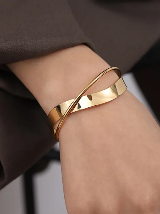 COMMENSE Rings & Bracelets|Accessories^Simple Flat Mouthed Bracelet Gold