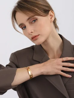 COMMENSE Rings & Bracelets|Accessories^Simple Flat Mouthed Bracelet Gold