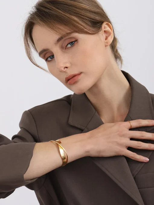 COMMENSE Rings & Bracelets|Accessories^Simple Flat Mouthed Bracelet Gold