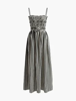 COMMENSE Black Dresses|Casual Dresses^Sleeveless Pinstripe Long Dress Black