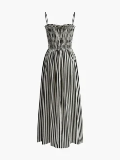 COMMENSE Black Dresses|Casual Dresses^Sleeveless Pinstripe Long Dress Black