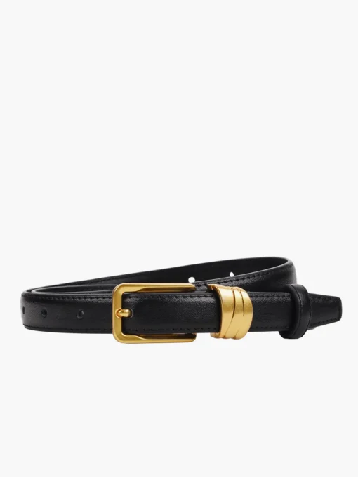 COMMENSE Belts & Chain|Accessories^Slim Golden Pin Buckle Belt Black