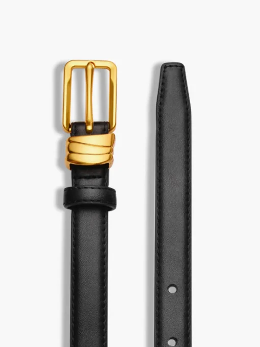 COMMENSE Belts & Chain|Accessories^Slim Golden Pin Buckle Belt Black