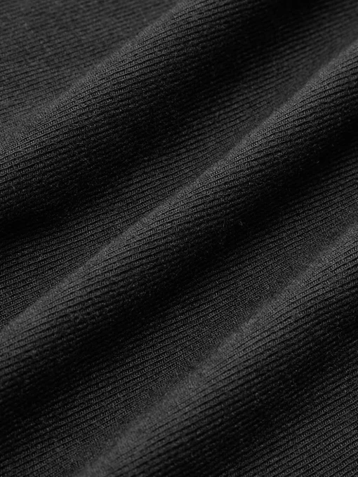 COMMENSE Black Dresses|Casual Dresses^Slit Pleated Long Sleeve Bodycon Mock Neck Long Dress Black