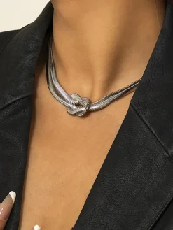 COMMENSE Necklaces|Accessories^Snake Shape Knotted Necklace Silver
