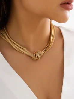 COMMENSE Necklaces|Accessories^Snake Shape Knotted Necklace Silver