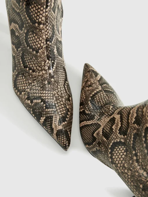 COMMENSE Shoes|Accessories^Snakeskin Print Knee-High Boots LightBrown