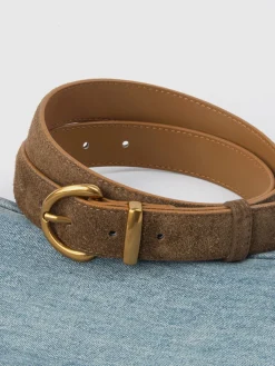 COMMENSE Belts & Chain|Accessories^Soft-Buckle Leather Belt Brown