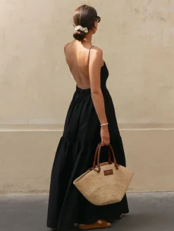 COMMENSE White Dresses|Black Dresses^Solid Backless Long Dress Black