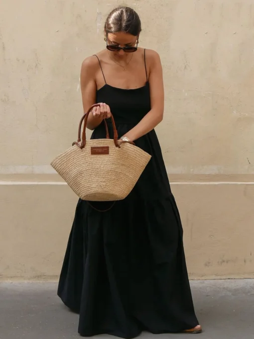 COMMENSE White Dresses|Black Dresses^Solid Backless Long Dress Black