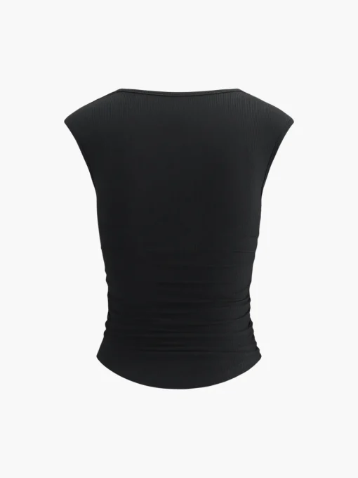 COMMENSE Tank Tops & Camis|Tops^Solid Basic Cap Sleeve Top Black
