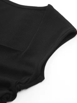 COMMENSE Tank Tops & Camis|Tops^Solid Basic Cap Sleeve Top Black
