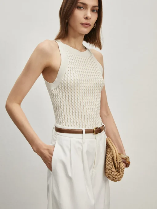 COMMENSE Sweater Vests|Sweaters & Cardigans^Solid Crew Neck Sweater Vest Beige