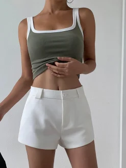 COMMENSE Shorts|Bottoms^Solid Pockets Shorts White