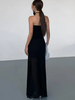 COMMENSE Skirts|Bottoms^Solid Two Layer Maxi Skirt Black