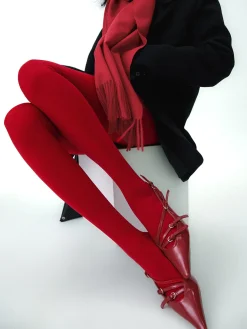 COMMENSE Socks & Tights|Accessories^Solid Velvet Tights Red