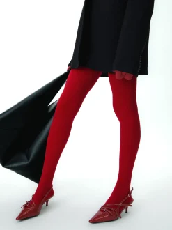 COMMENSE Socks & Tights|Accessories^Solid Velvet Tights Red