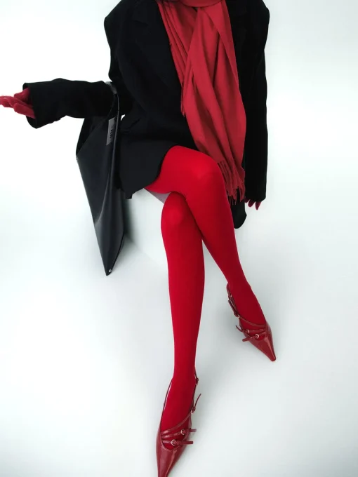 COMMENSE Socks & Tights|Accessories^Solid Velvet Tights Red