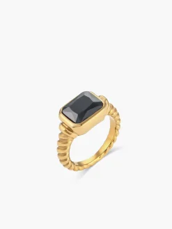 COMMENSE Rings & Bracelets|Accessories^Spiral Stainless Gemstone Ring Pink