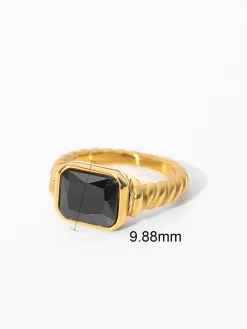 COMMENSE Rings & Bracelets|Accessories^Spiral Stainless Gemstone Ring Pink