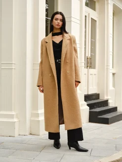 COMMENSE Outerwear|Coats^Split Pockets Tweed Coat Camel
