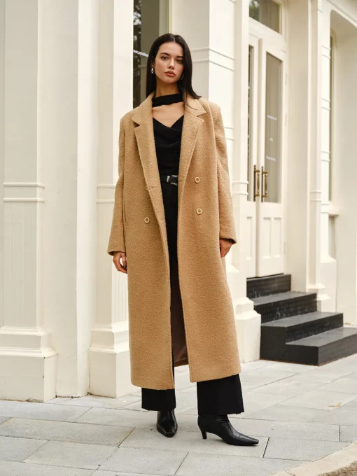 COMMENSE Outerwear|Coats^Split Pockets Tweed Coat Camel
