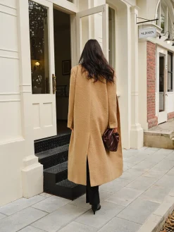 COMMENSE Outerwear|Coats^Split Pockets Tweed Coat Camel
