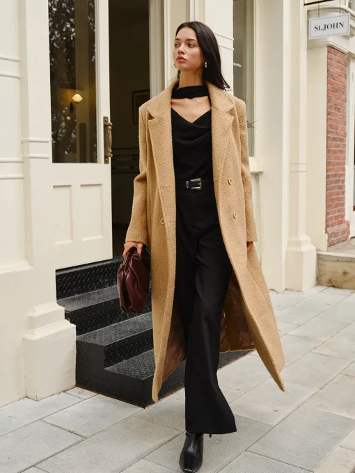 COMMENSE Outerwear|Coats^Split Pockets Tweed Coat Camel