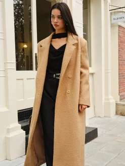 COMMENSE Outerwear|Coats^Split Pockets Tweed Coat Camel