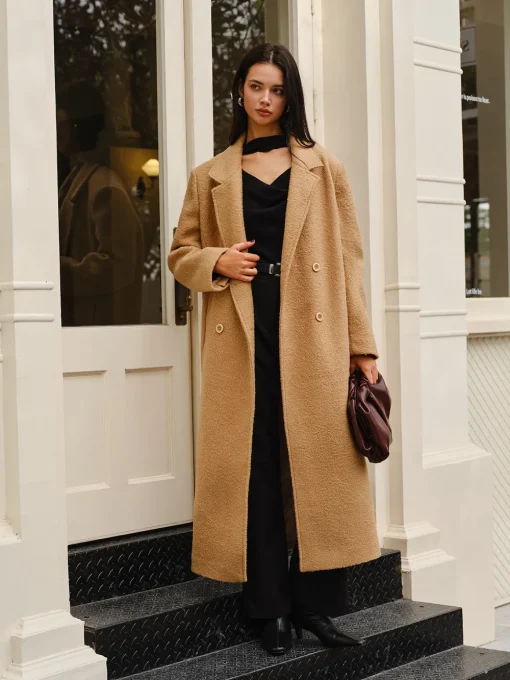 COMMENSE Outerwear|Coats^Split Pockets Tweed Coat Camel