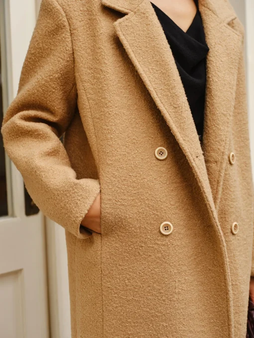 COMMENSE Outerwear|Coats^Split Pockets Tweed Coat Camel