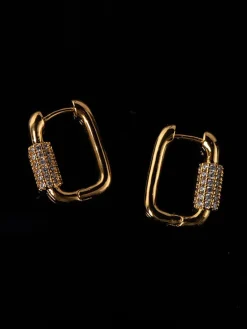 COMMENSE Earrings|Accessories^Square Chubby Diamond Earrings Gold
