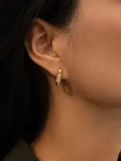 COMMENSE Earrings|Accessories^Square Chubby Diamond Earrings Gold
