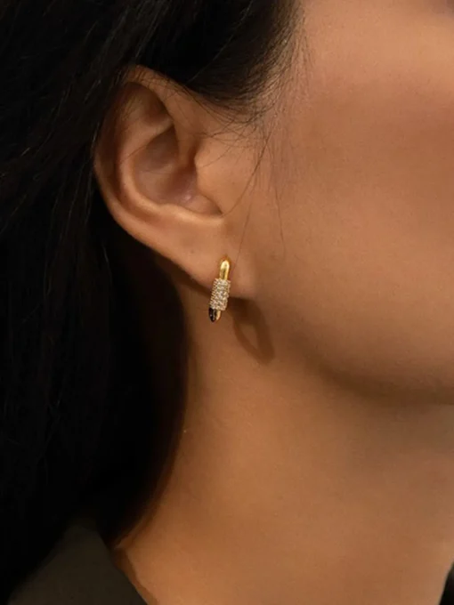 COMMENSE Earrings|Accessories^Square Chubby Diamond Earrings Gold