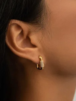 COMMENSE Earrings|Accessories^Square Chubby Diamond Earrings Gold