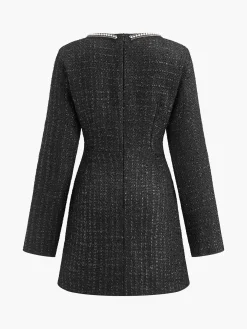 COMMENSE Black Dresses|Cocktail & Party Dresses^Square Neck Beaded Short Dress Black