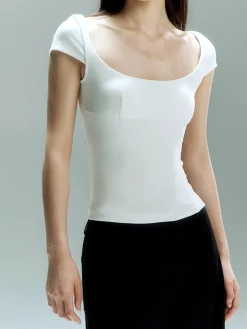 COMMENSE Corset Tops|Crop Tops^Square Neck Crop Jersey Corset Top White