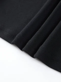 COMMENSE Sweater Tops|T-shirts^Square Neck Solid Long Sleeve Shirt Black