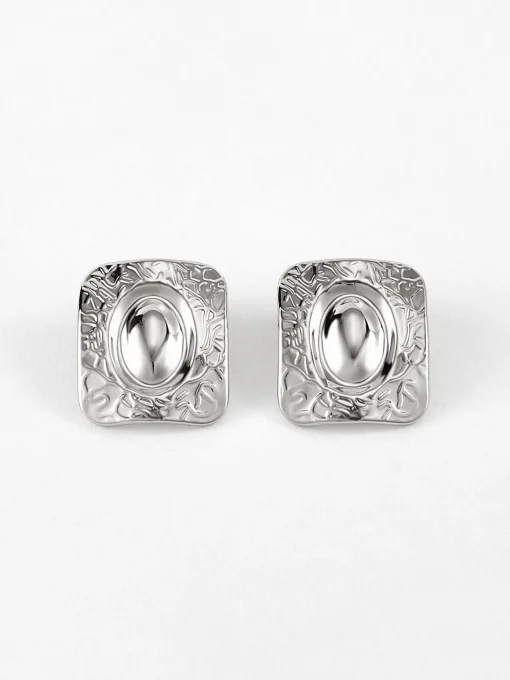 COMMENSE Earrings|Accessories^Square Texture Stud Earrings Golden