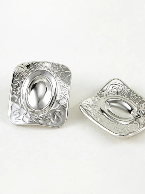 COMMENSE Earrings|Accessories^Square Texture Stud Earrings Golden