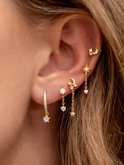 COMMENSE Earrings|Accessories^Stars and Moon Earrings-5 Pieces Gold