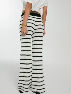 COMMENSE Pants|Knitwear^Striped Drawstring Knit Pants White