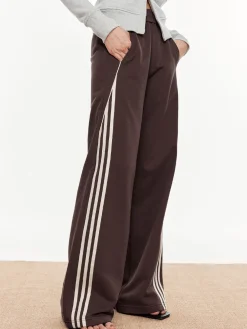 COMMENSE Pants|Bottoms^Striped Patchwork Elastic Waist Pants DarkBrown