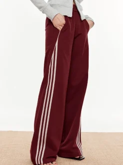 COMMENSE Pants|Bottoms^Striped Patchwork Elastic Waist Pants DarkBrown