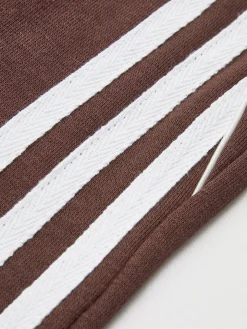 COMMENSE Pants|Bottoms^Striped Patchwork Elastic Waist Pants DarkBrown