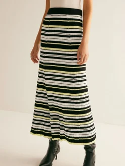 COMMENSE Skirts|Knitwear^Striped Stretch Sweater Midi Skirt Multicolor