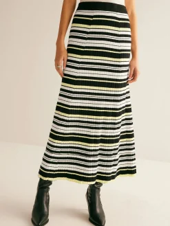 COMMENSE Skirts|Knitwear^Striped Stretch Sweater Midi Skirt Multicolor