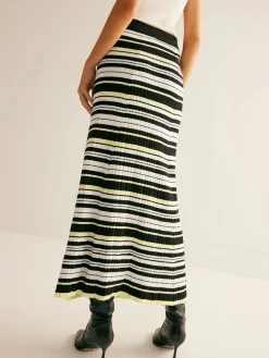 COMMENSE Skirts|Knitwear^Striped Stretch Sweater Midi Skirt Multicolor
